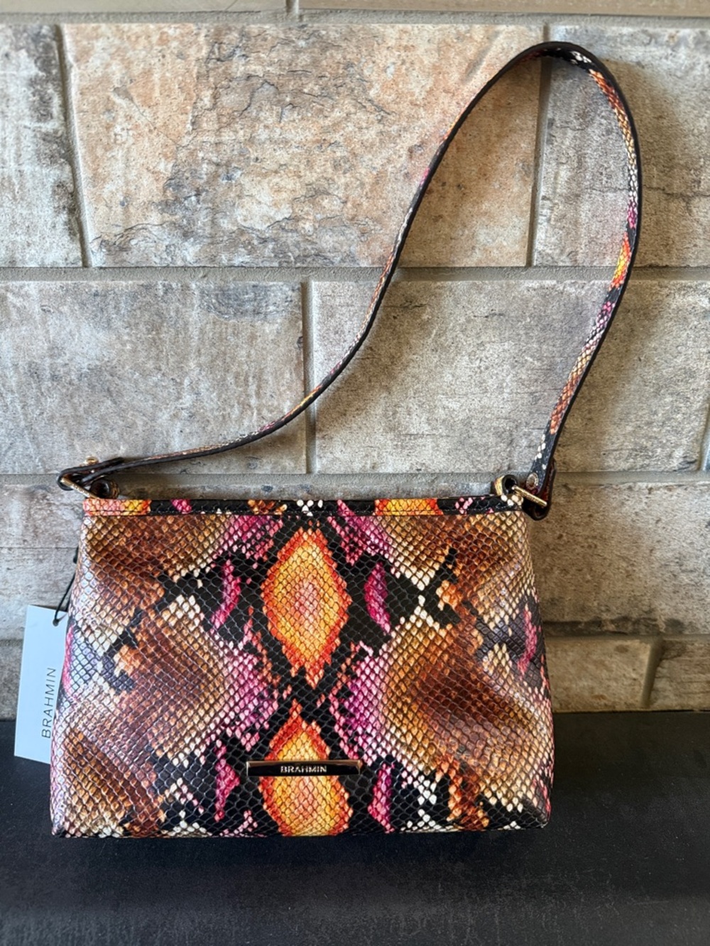 Brahmin Multicolor Snakeskin-Embossed Shoulder Bag